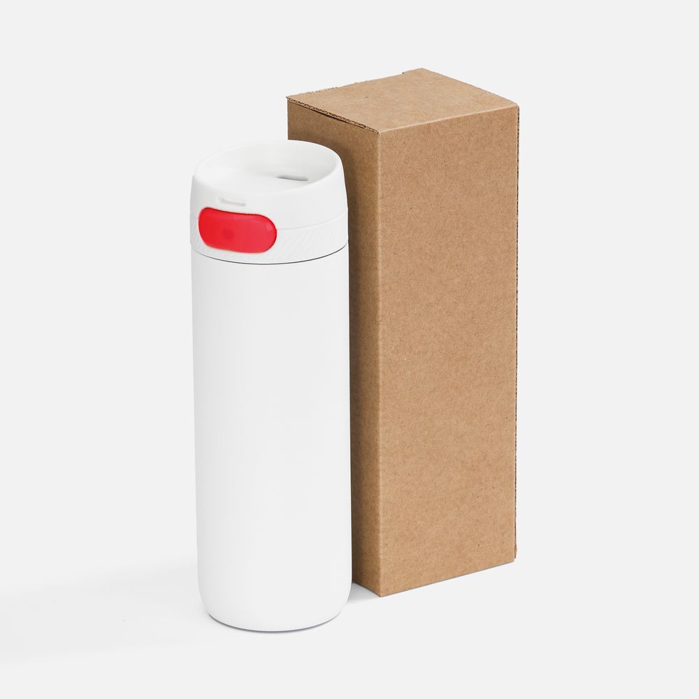 Термостакан X1 с цветной кнопкой, белый с красным-2