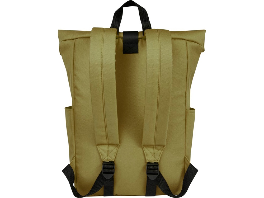 Рюкзак Byron 15,6 объемом 18 л со скручиваемым верхом, изготовленный из переработанного ПЭТ по стандарту GRS, оливковый-2