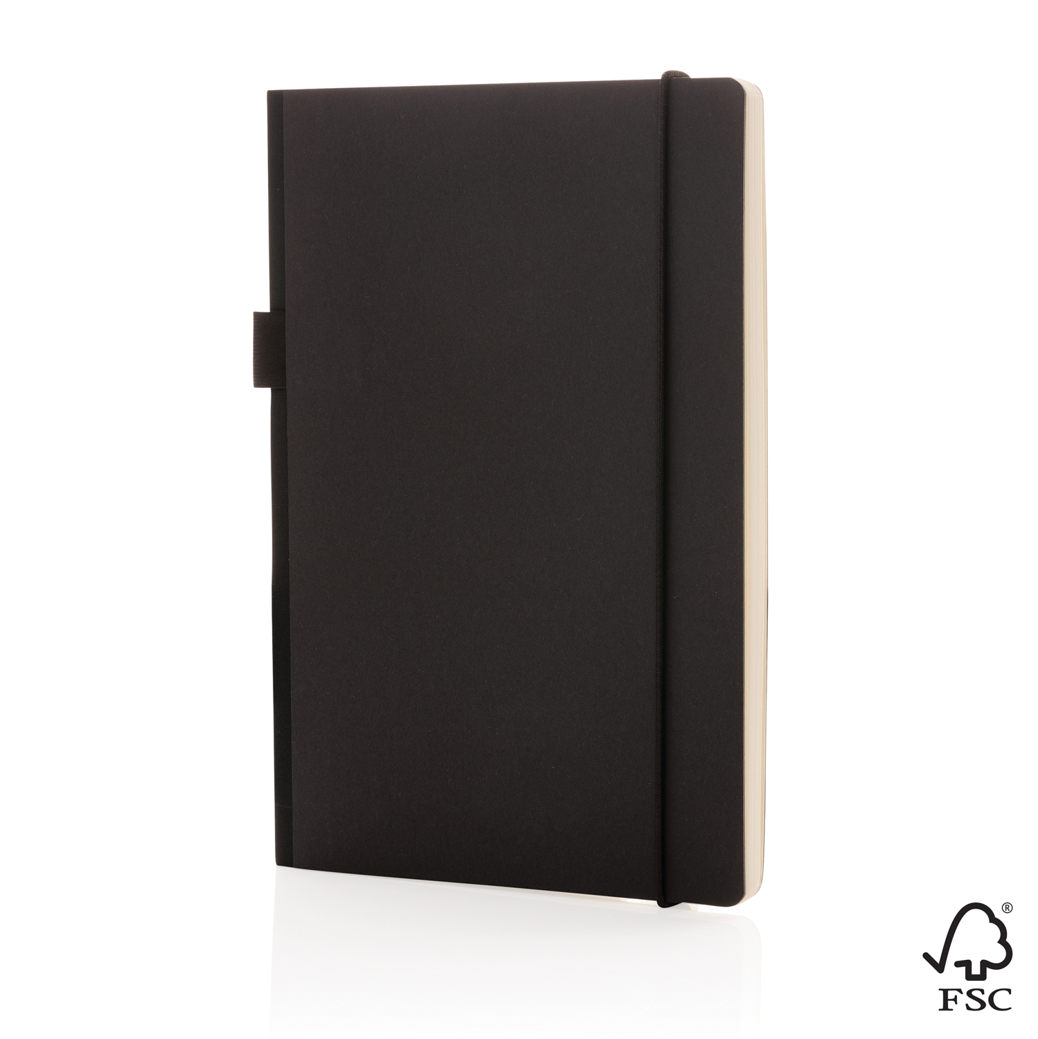 Блокнот FSC® в твердом переплете с держателем для ручки, A5-0