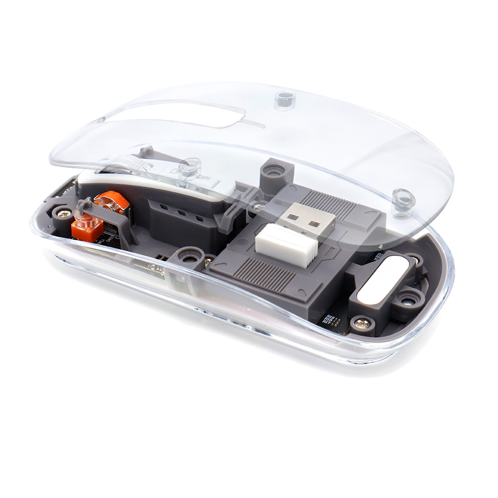 Мышь компьютерная беспроводная прозрачная Crystal, Черный-2