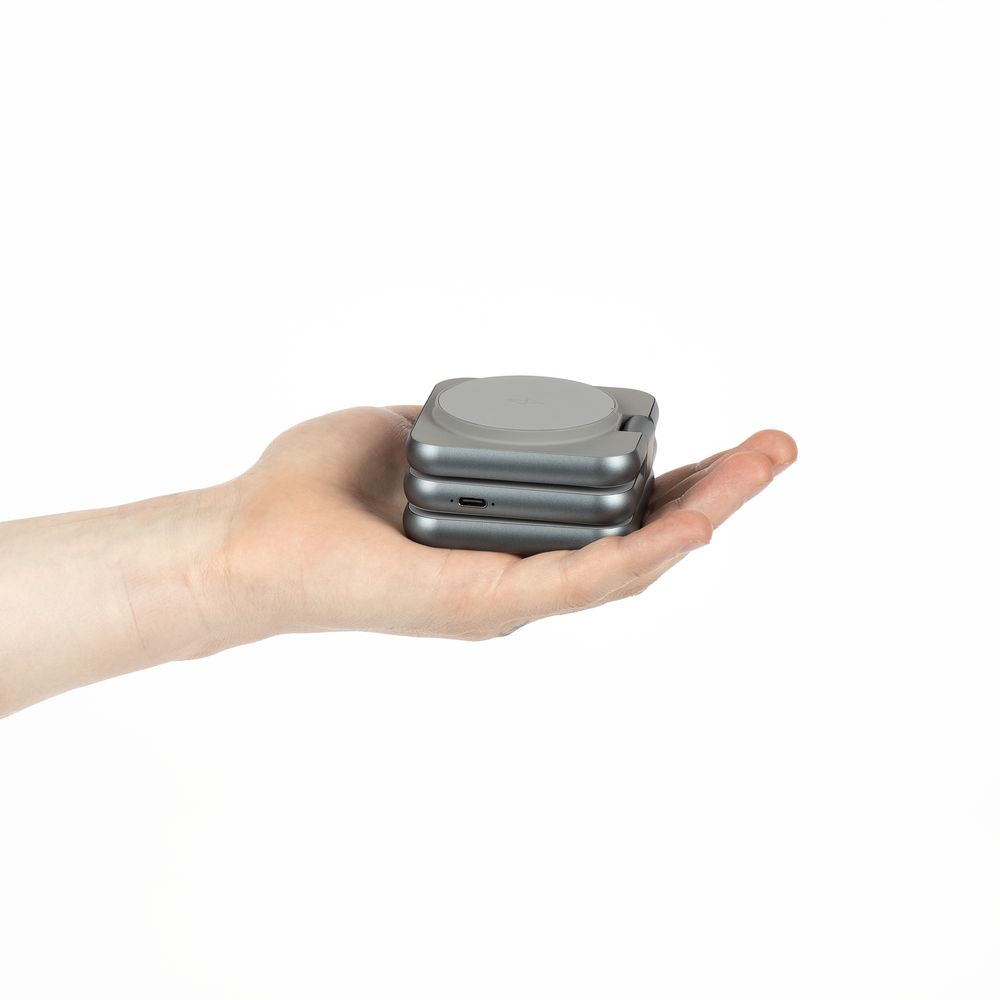 Складная станция беспроводной зарядки Terza, серебристая-3