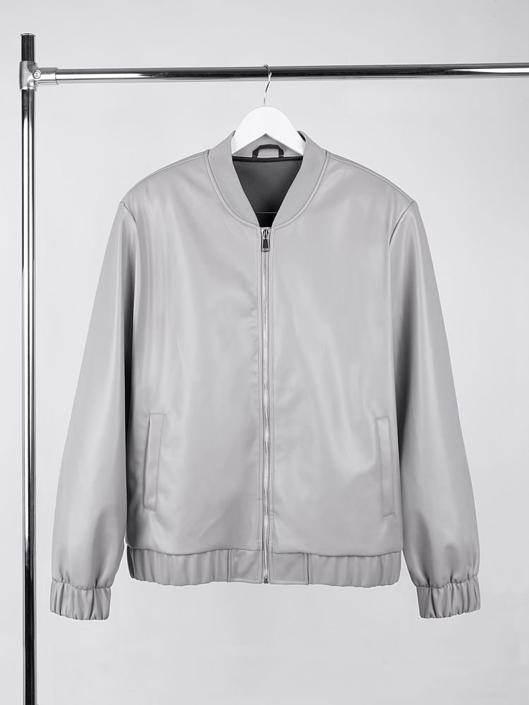 Бомбер из искусственной кожи Univer, серый-2