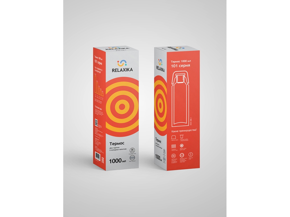 Термос Relaxika 101, 1000 мл, стальной-10