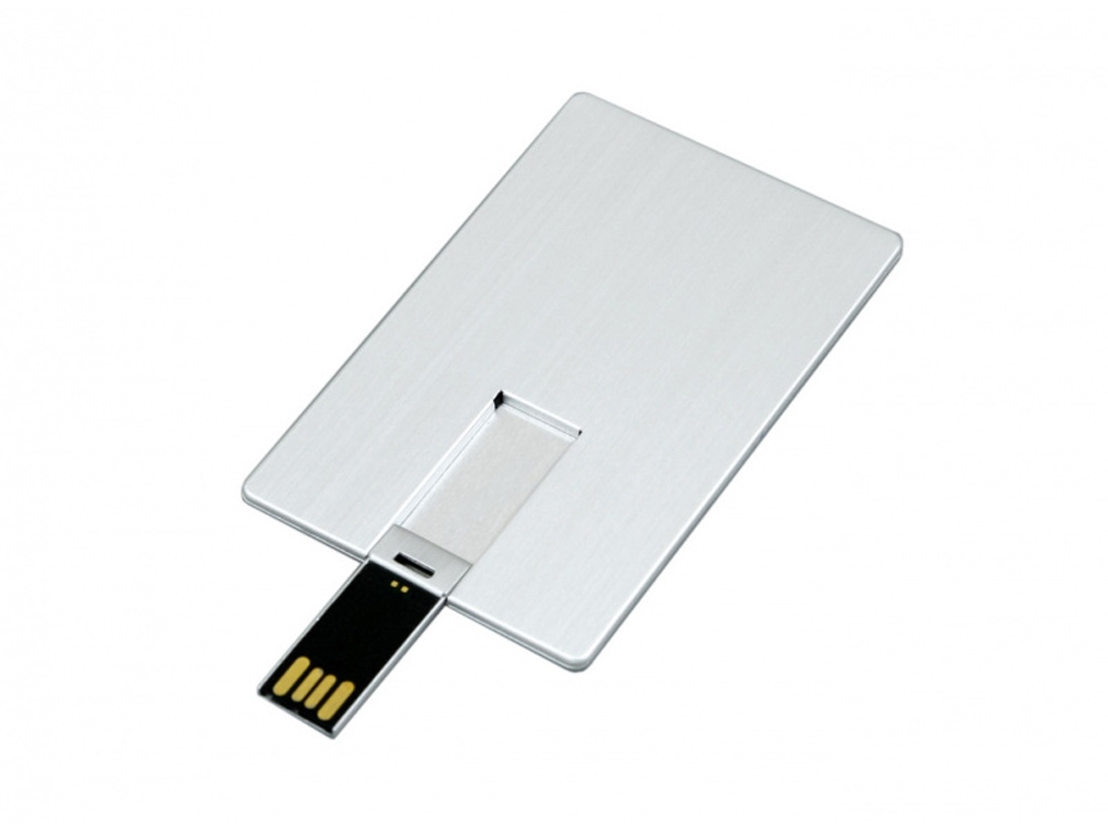 USB-флешка на 32 Гб в виде металлической карты, с раскладным чипом, серебро-1