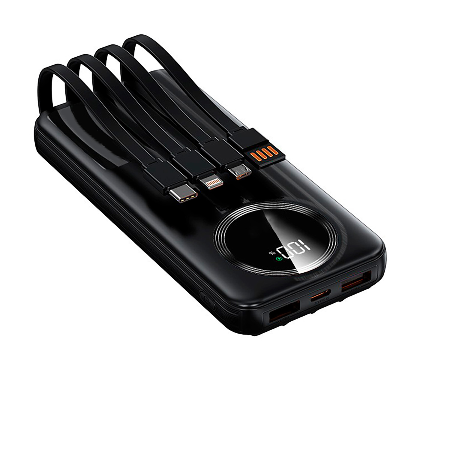 Зарядное устройство "Phantom" 10000 mAh с 4мя встроенными кабелями и цифровым индикатором заряда-2