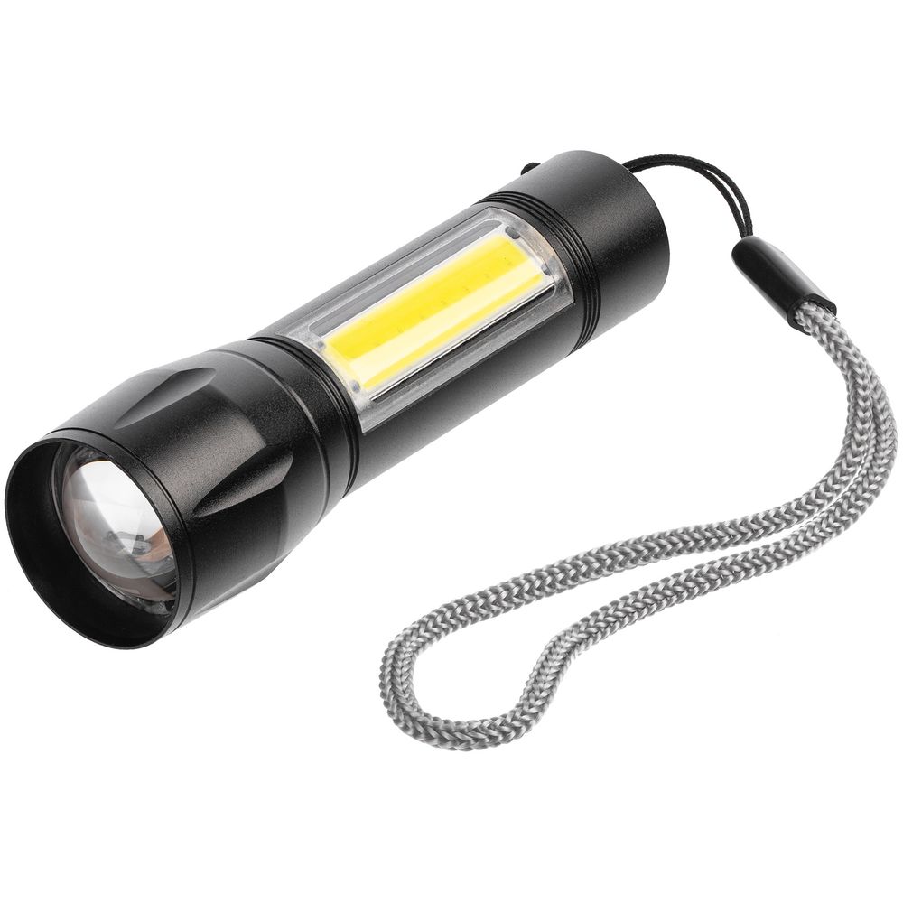 Фонарик аккумуляторный с фокусировкой луча Kirk, черный-0