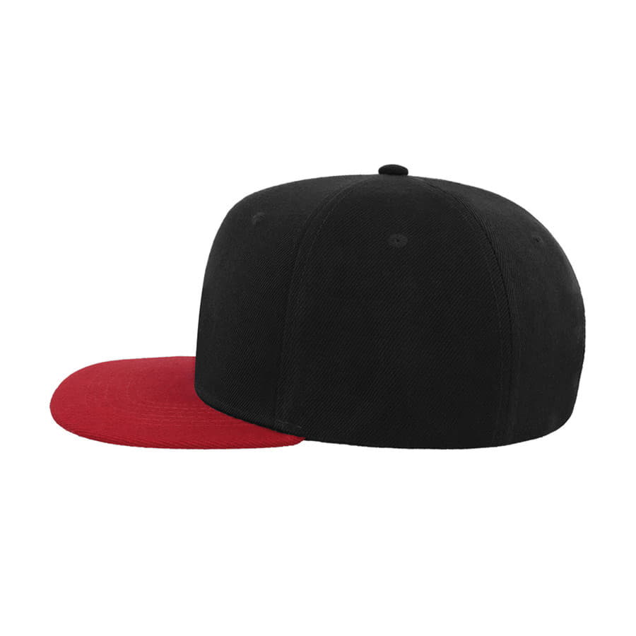 Бейсболка SNAP BACK, 6 клиньев, пластиковая застежка, черный, красный-3