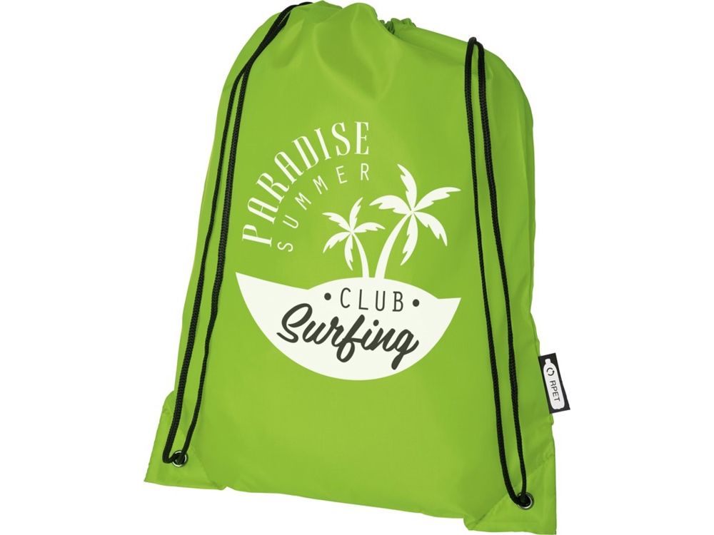 Рюкзак со шнурком Oriole из переработанного ПЭТ, лайм-6