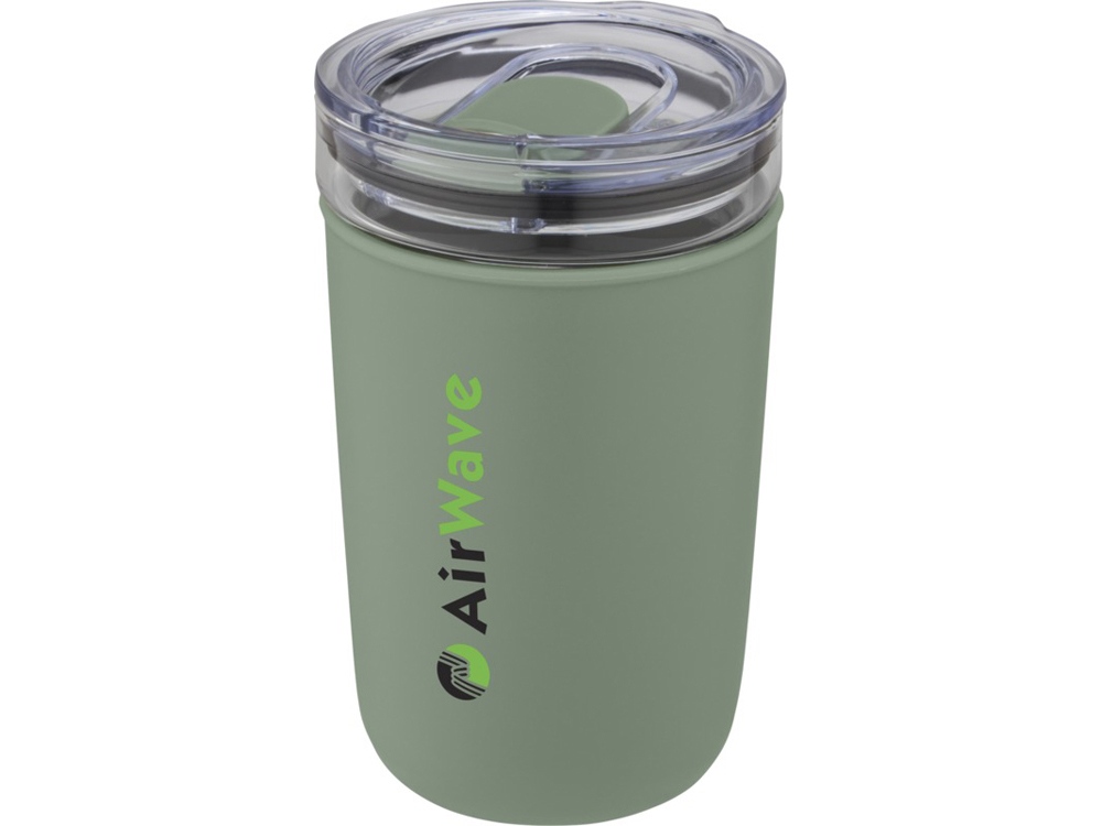 Bello, стеклянная кружка объемом 420 мл с внешней стенкой из переработанного пластика, зеленый яркий-5