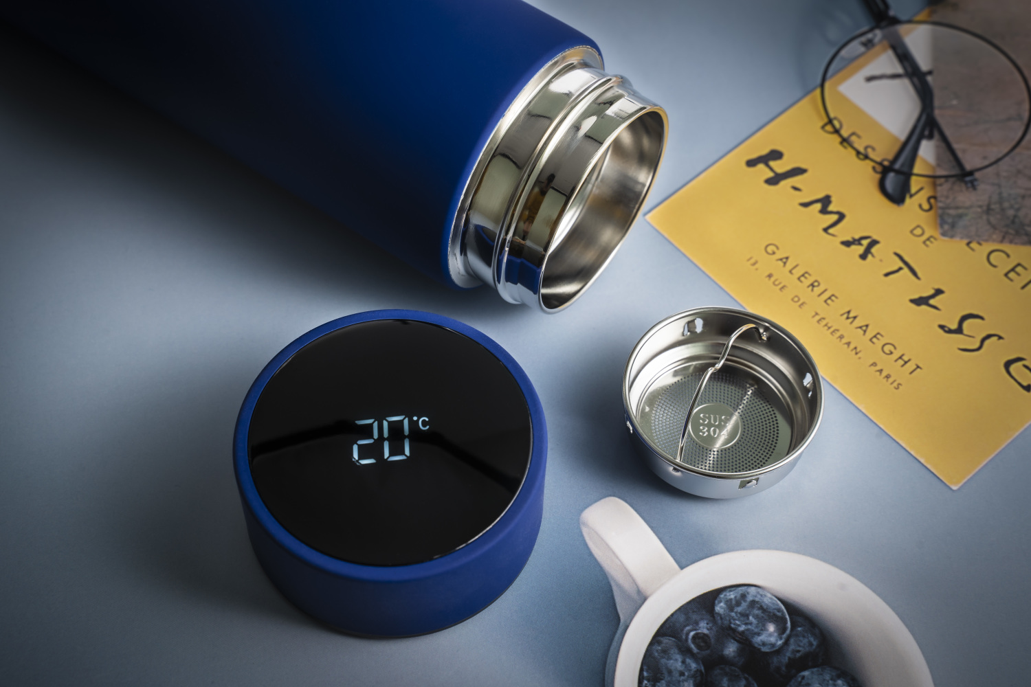 Термос Reactor софт-тач с датчиком температуры (синий)-4