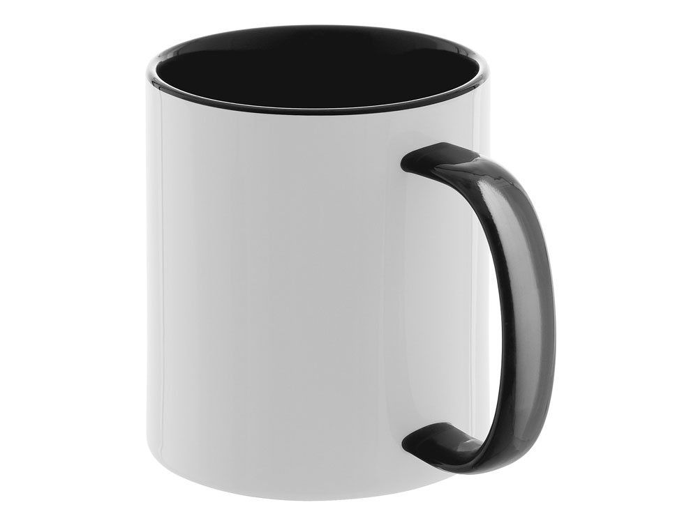 Керамическая кружка со стеклянной ручкой для сублимации Charm, черный-4