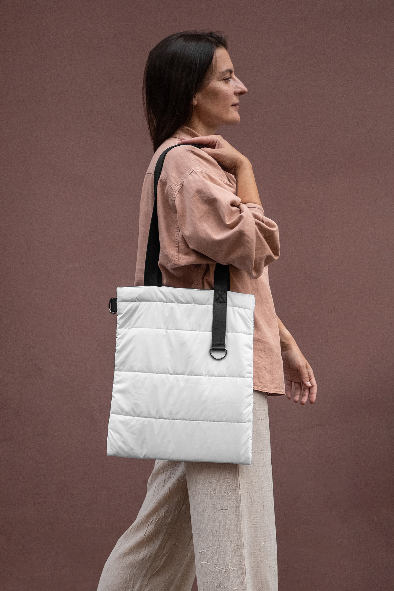 Шоппер Superbag Bubble, с кнопкой (белый с черным)-8