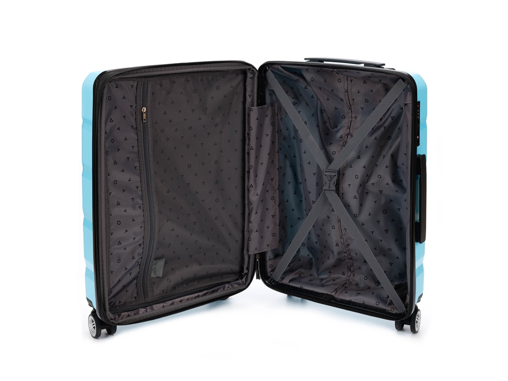 Чемодан TORBER В Отпуск, бирюзовый, полипропилен, 40,5 х 25 х 62,5 см, 55 л-1