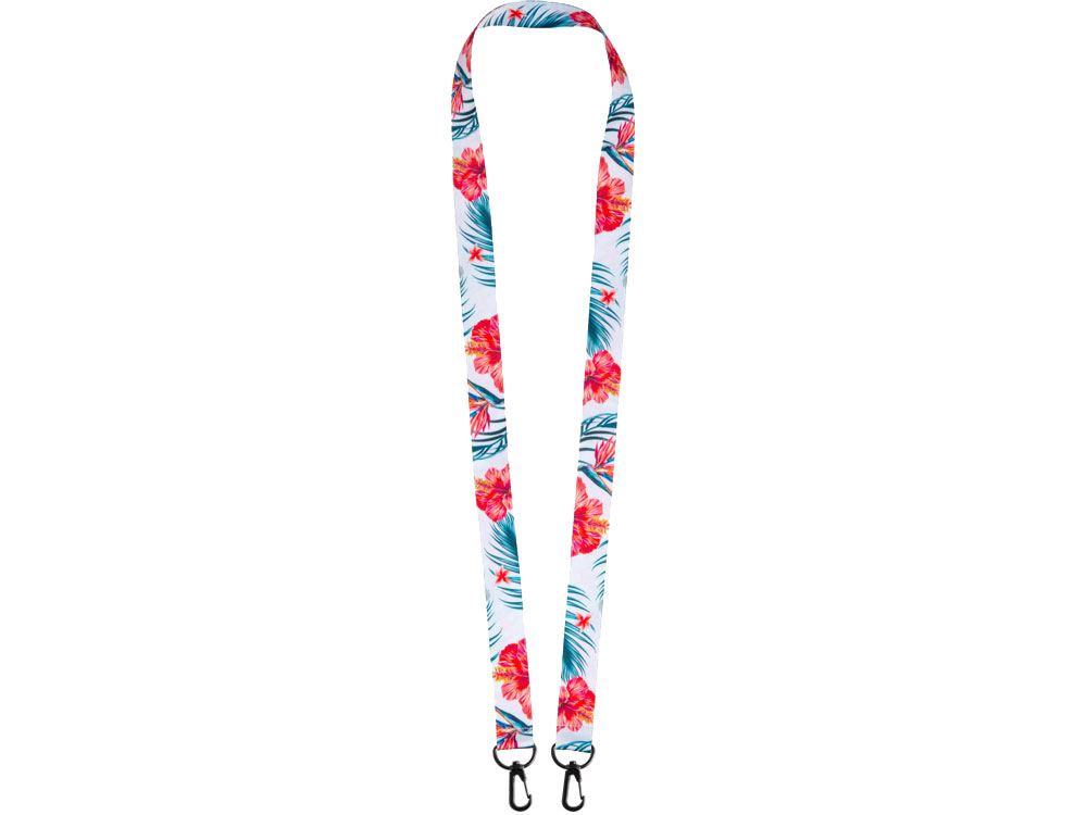 Ланъярд 2 см под сублимацию с 2-мя карабинами, черный-2