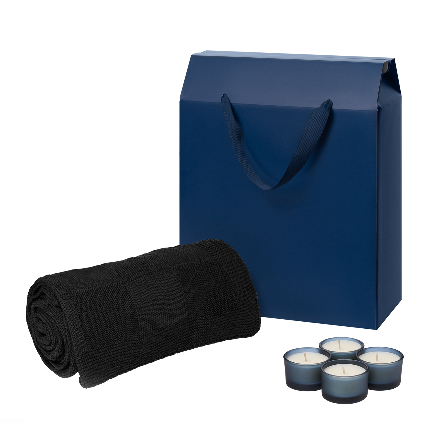 Подарочный набор Сенто (Sento), Селла (Cella), синий (свечи, плед)-0