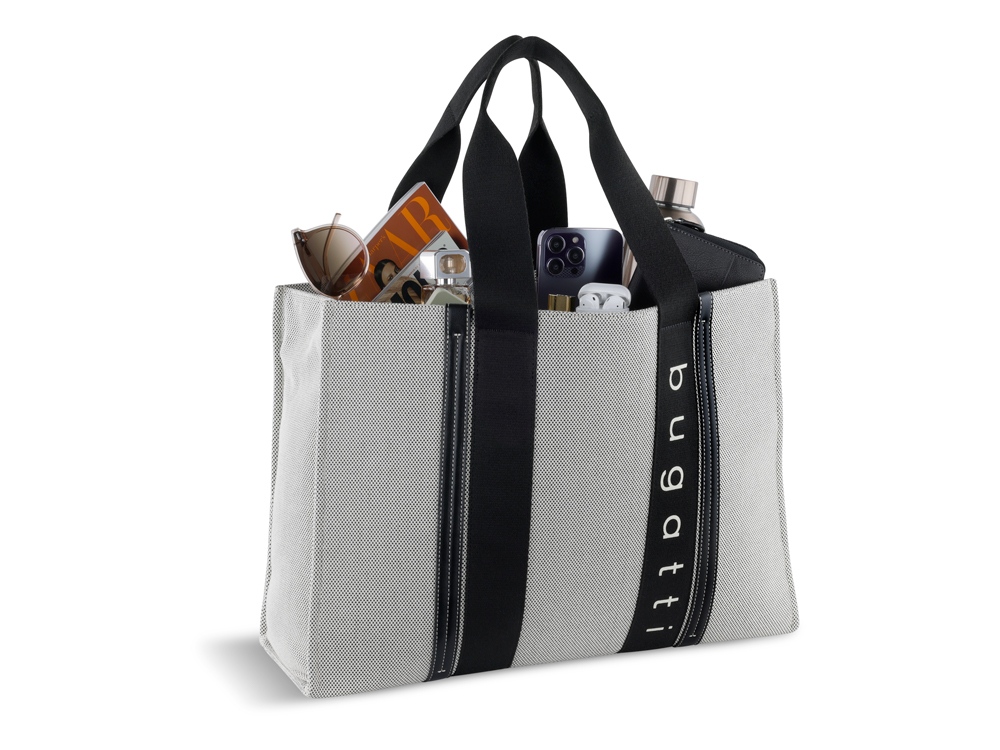 Сумка-тоут женская BUGATTI АМБРА | AMBRA, серо-черный цвет, хлопок/полиэстер, 45х14х32 см-4