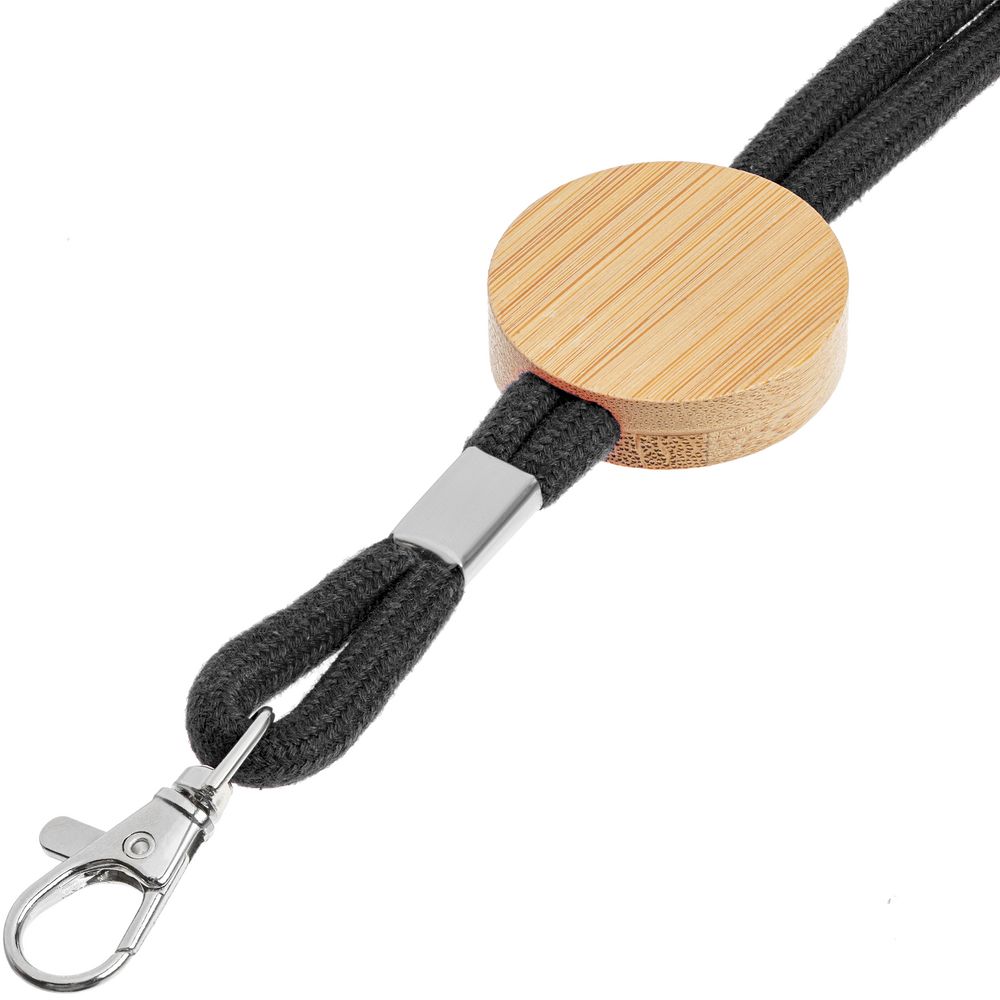 Шнурок для бейджа Tube Wood, черный-2