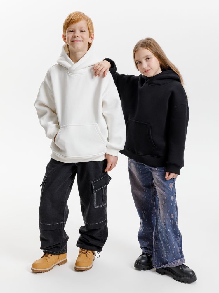 Худи детское оверсайз Junipero, черное-5