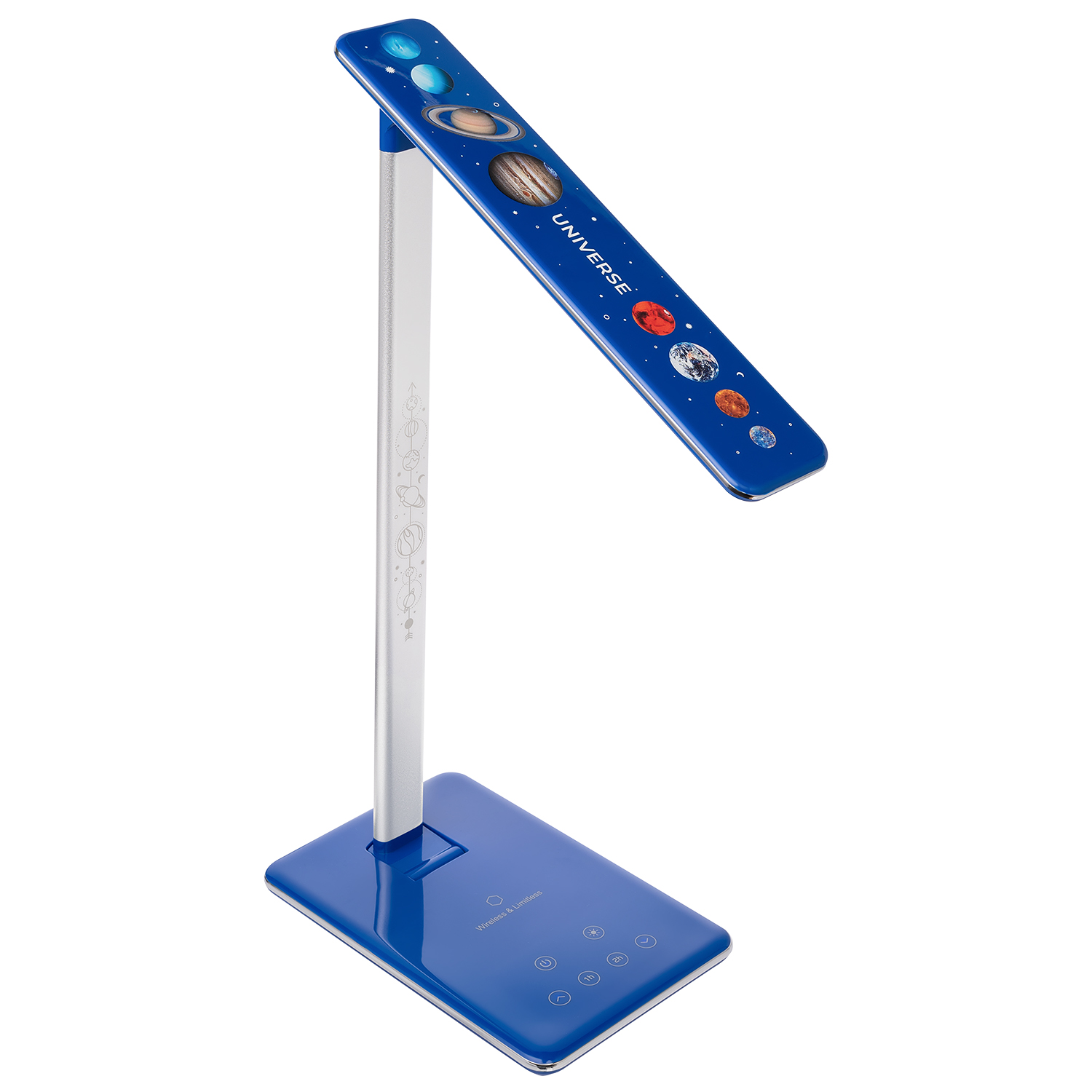 Настольная лампа c беспроводной зарядкой Люмос Ультрамарин (Lumos Ultramarine), синяя-6