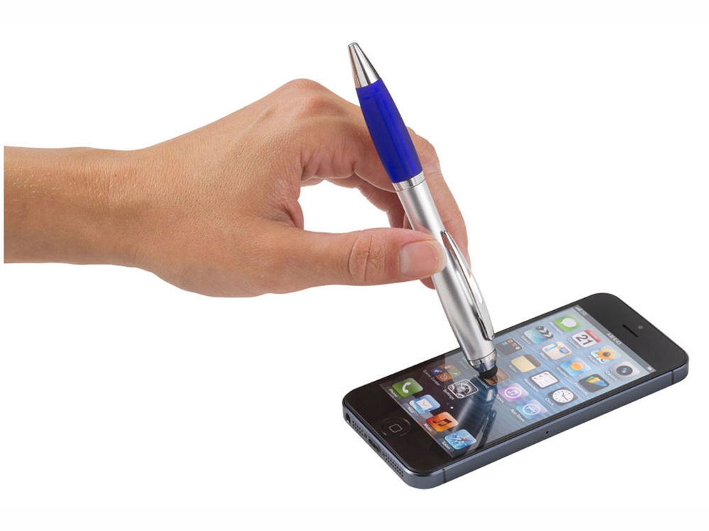 Ручка-стилус шариковая Nash, серебристый/синий-1