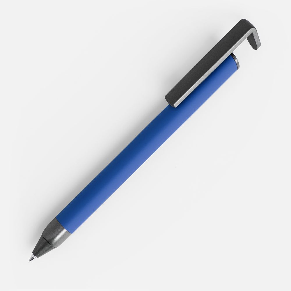 Ручка шариковая Standic с подставкой для телефона, синяя-0
