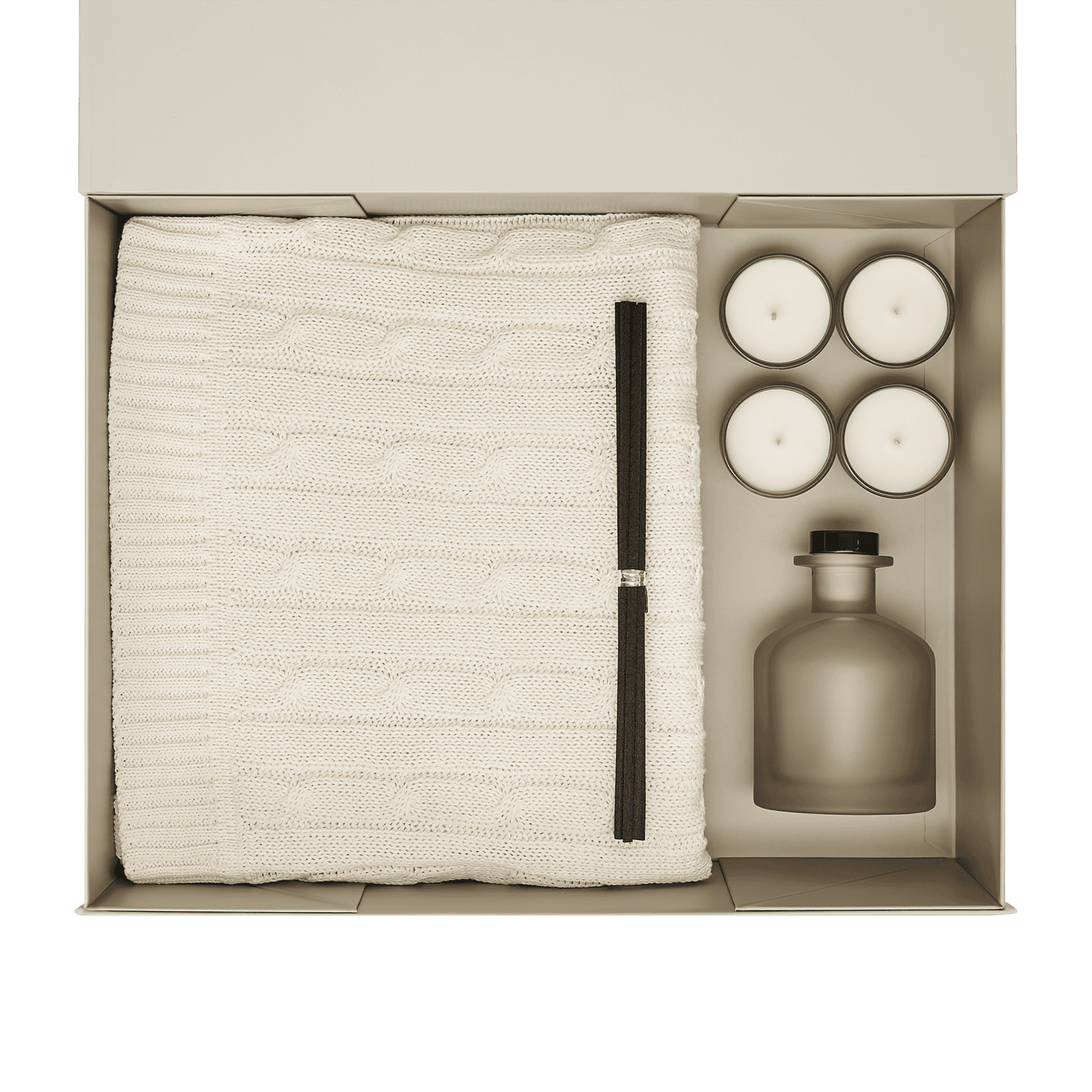 Подарочный набор Sento, Fado, бежевый (свеча, диффузор, плед)-2