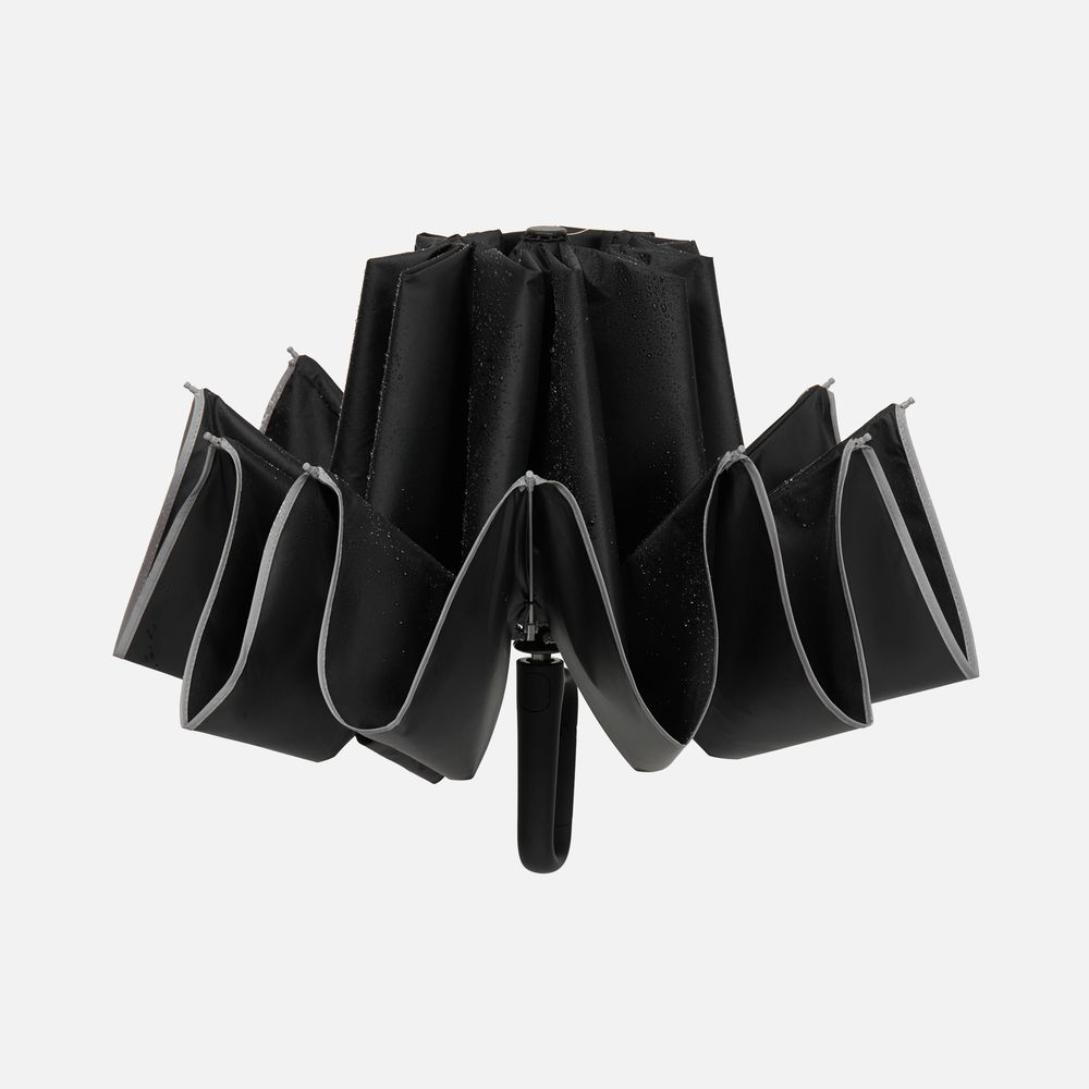 Зонт обратного сложения с ручкой-карабином Foldberry, черный-3