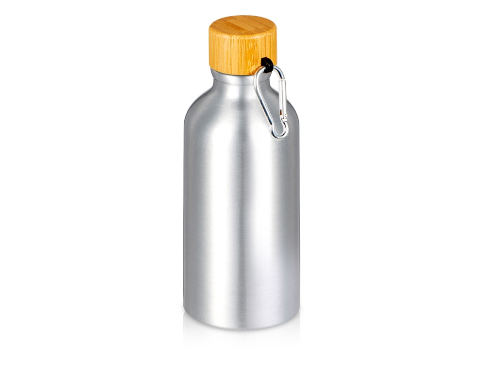 Бутылка Hip S Bamboo с карабином 400мл, серебристый-0