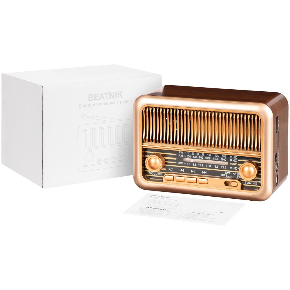 Bluetooth-колонка с радио Beatnik, коричневая-4