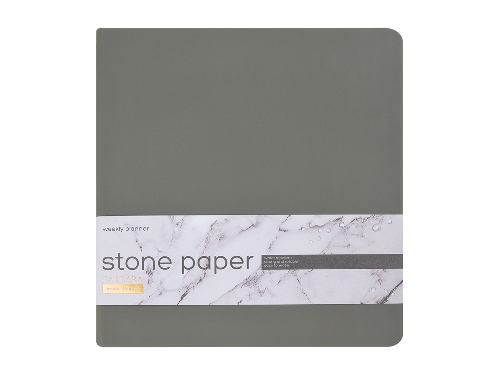 Еженедельник с каменной бумагой А5+ Carrara, серый-1