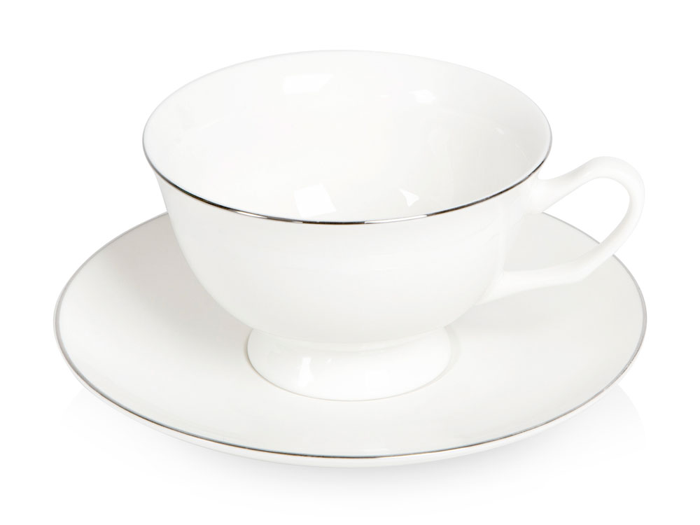 Чайная пара с серебрянной каймой, 200мл-0