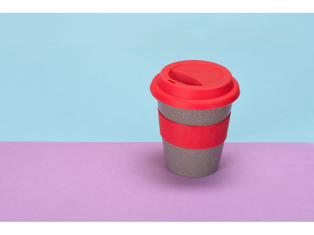 Стакан с силиконовой крышкой Cafe, красный-5