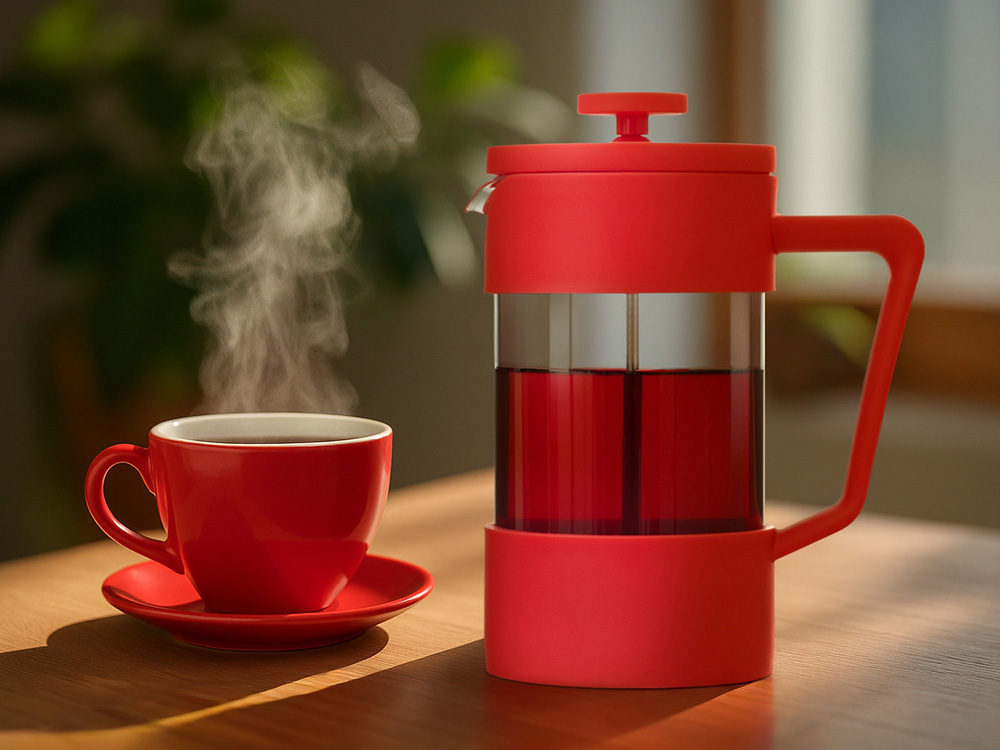 Пластиковый френч-пресс Intense, 600мл, красный-8