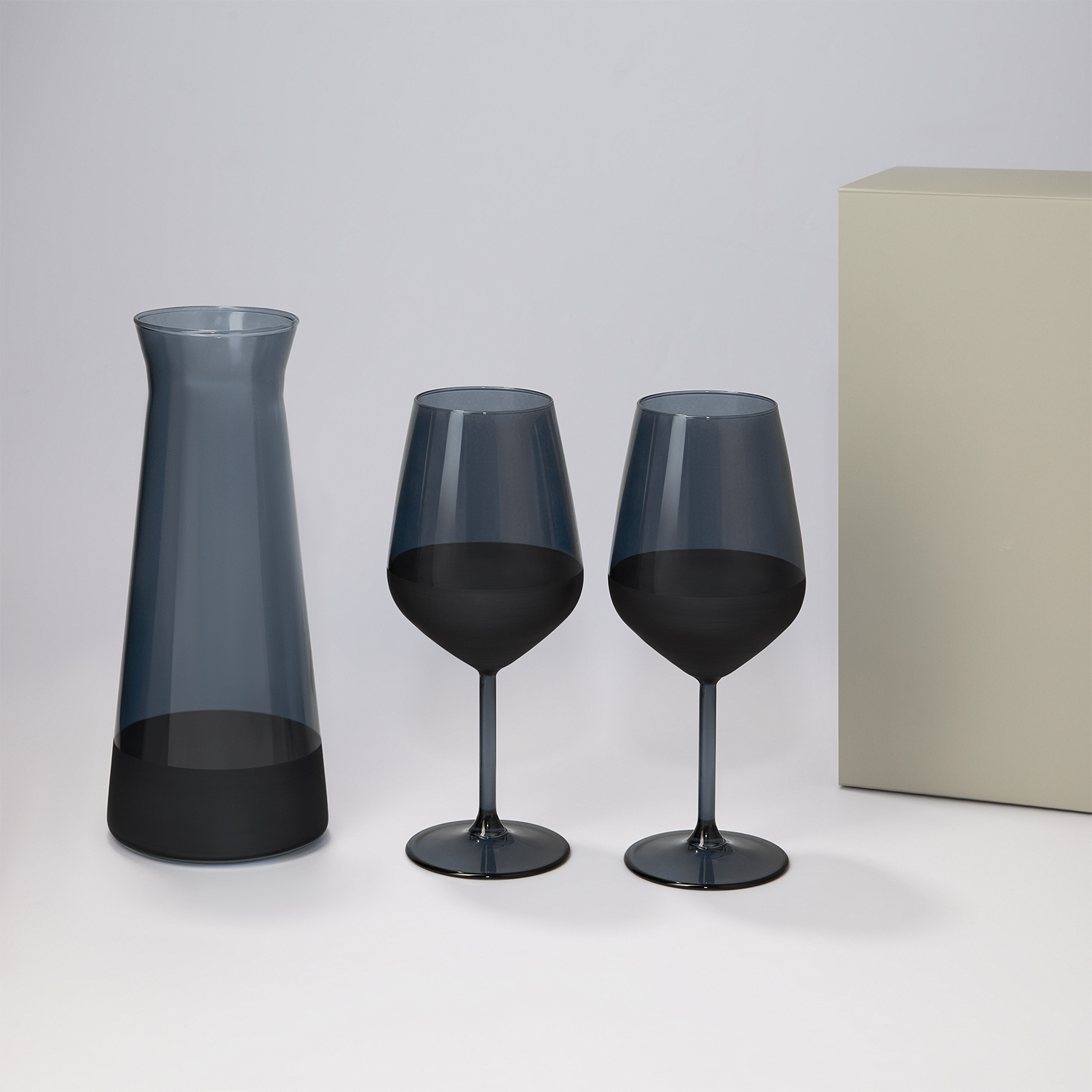 Подарочный набор декантер + 2 бокала для вина Блэк Эдишн (Black Edition) в серой коробке-0