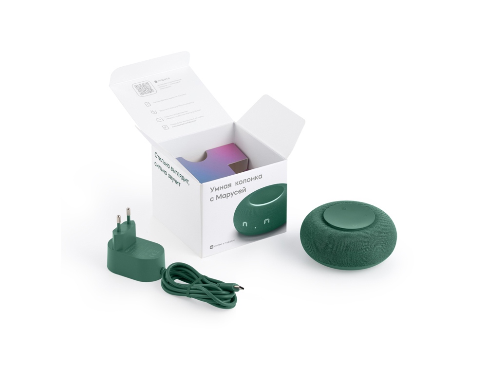 Умная колонка VK Капсула Мини с голосовым помощником Марусей, хвойный зеленый-4
