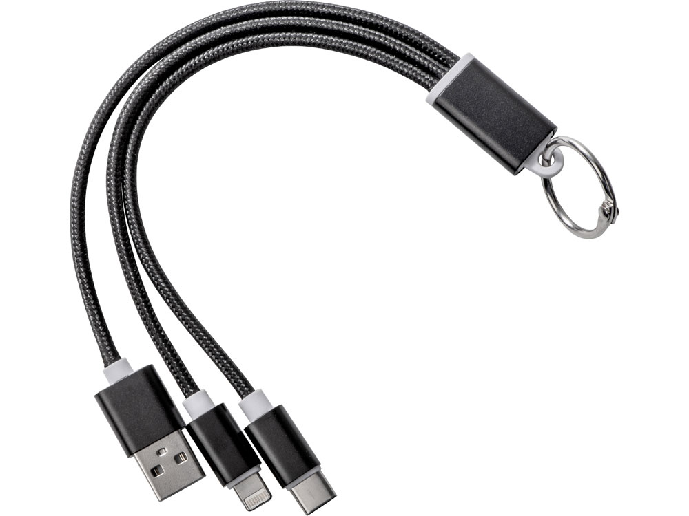 Кабель для зарядки Tres с брелоком, черный-1