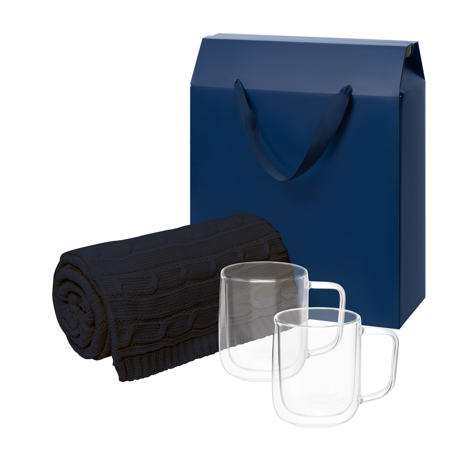 Подарочный набор Виора (Viora), Фадо (Fado) в синей коробке-пакете (2 кружки+плед)-0