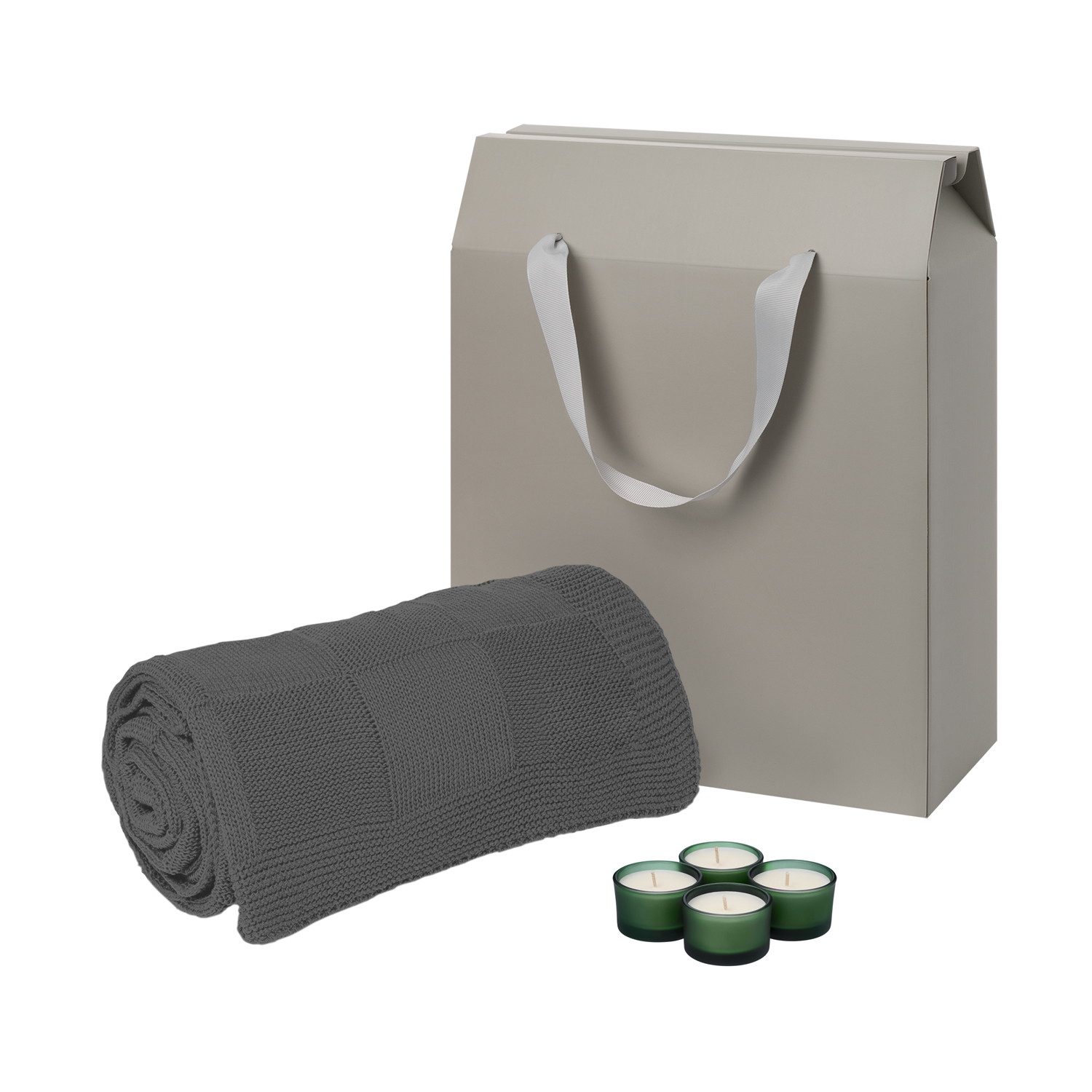 Подарочный набор Сенто (Sento), Селла (Cella), зеленый (свечи, плед)-0