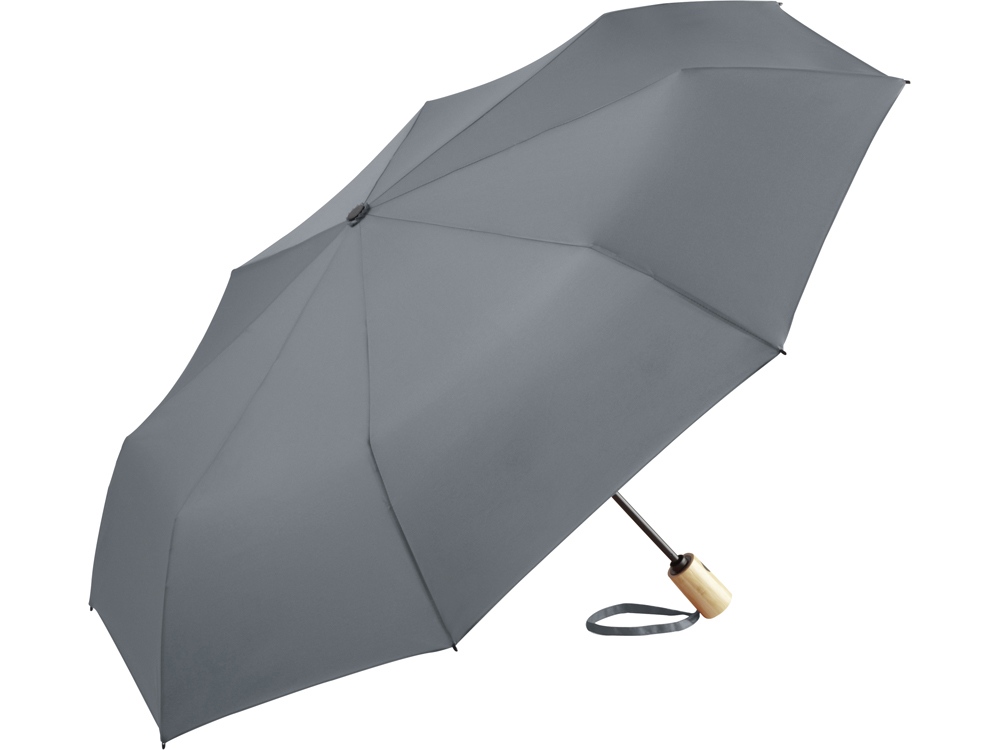 Зонт складной 5429 ÖkoBrella из бамбука, полуавтомат, серый-0