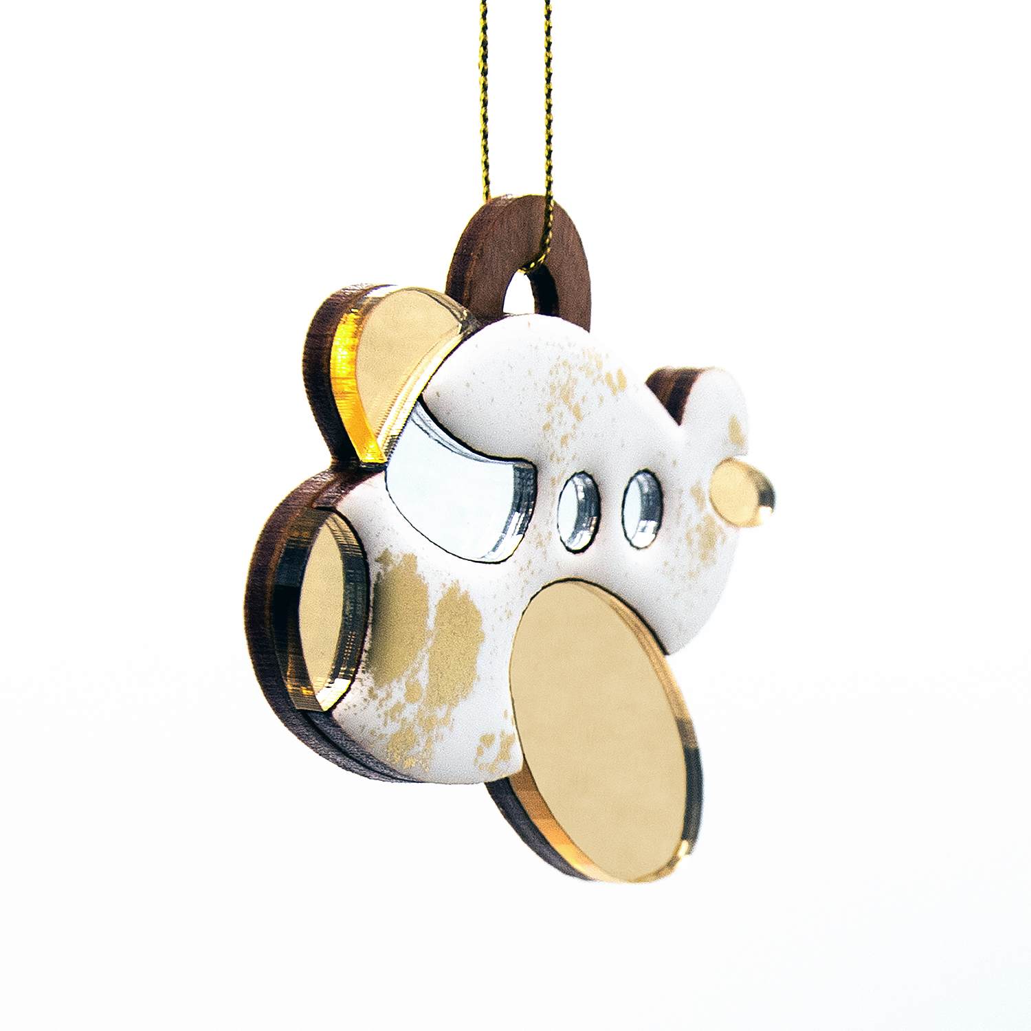 Ёлочная игрушка Самолетик (белый с золотым )-2