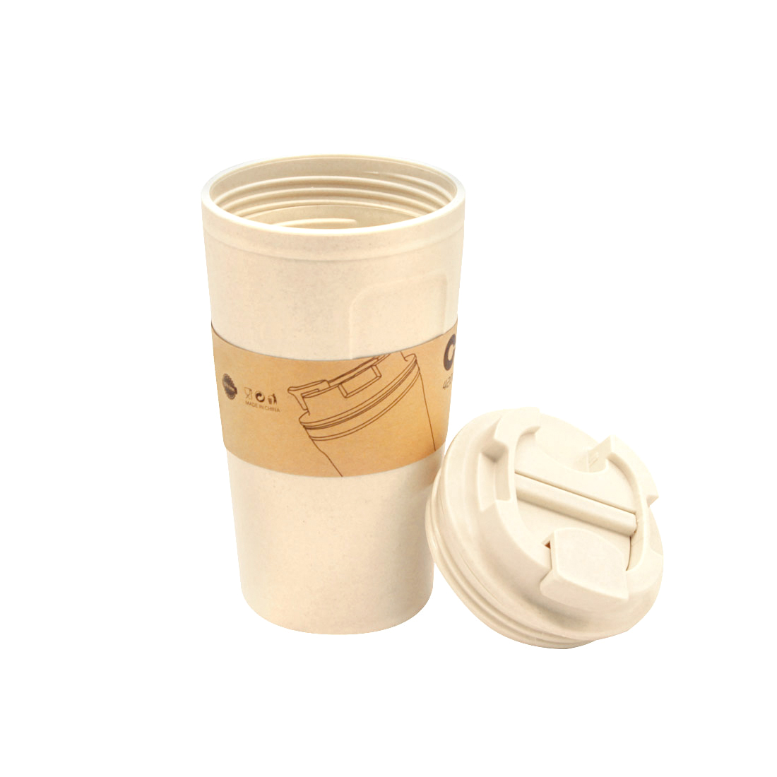 Бутылка для воды Eco water из бамбукового волокна , Бежевый-4