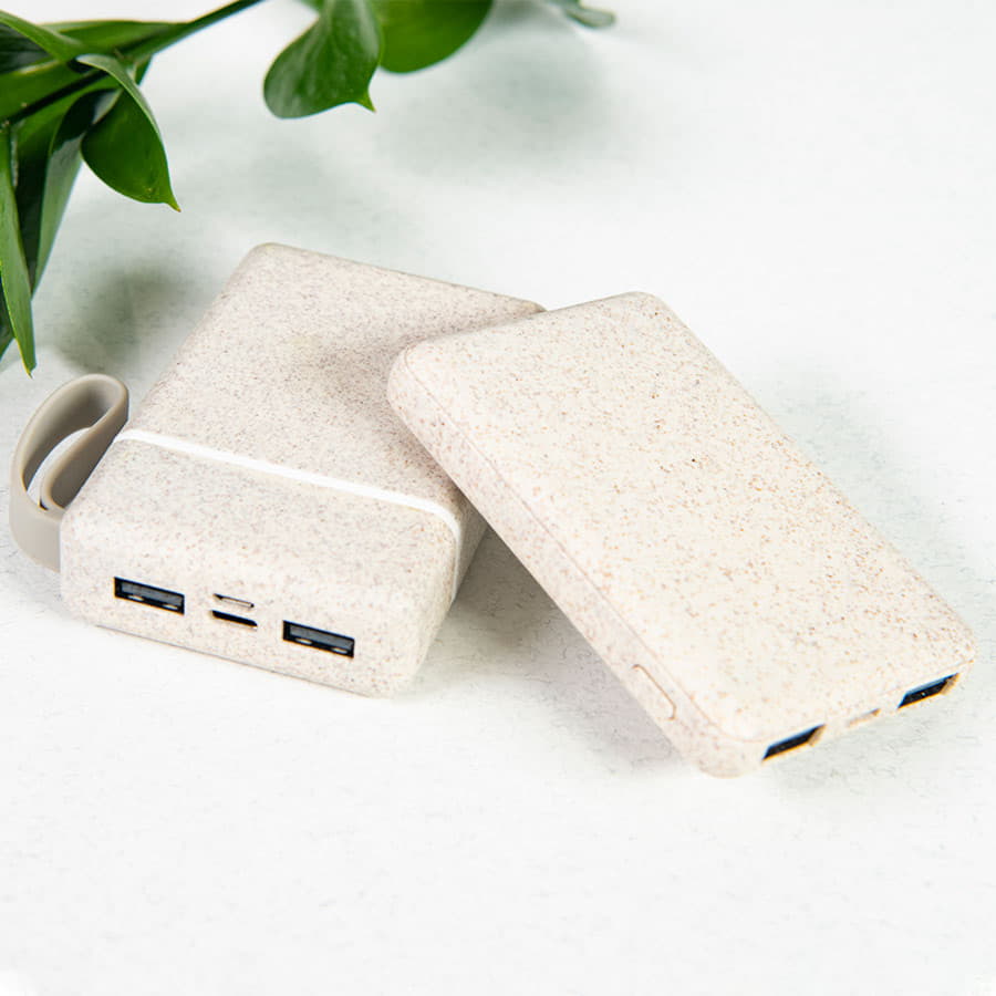 Универсальный аккумулятор WHEAT POWER 5, 5000 mAh, пластик с пшеничным волокном, натуральный-4