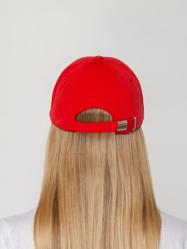 Бейсболка Canopy, красная с белым кантом-4