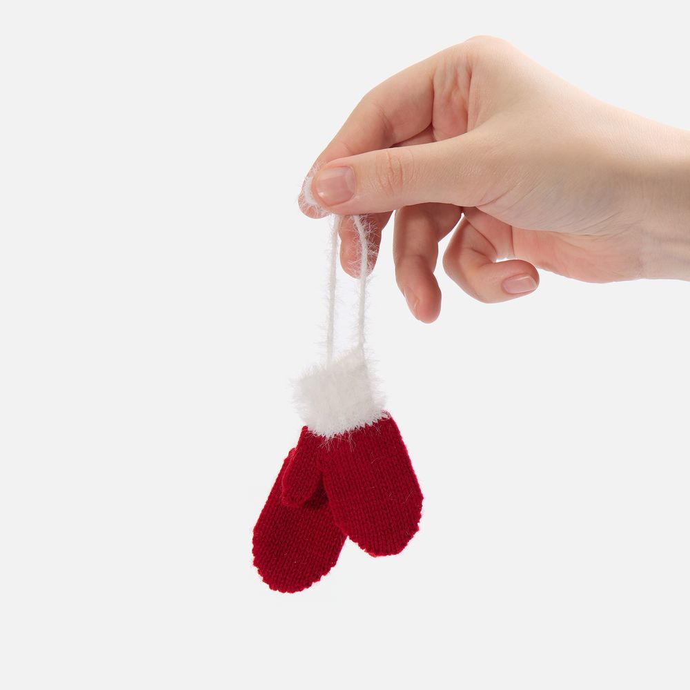 Подвеска на елку «Вьюжка», варежки, красная-1