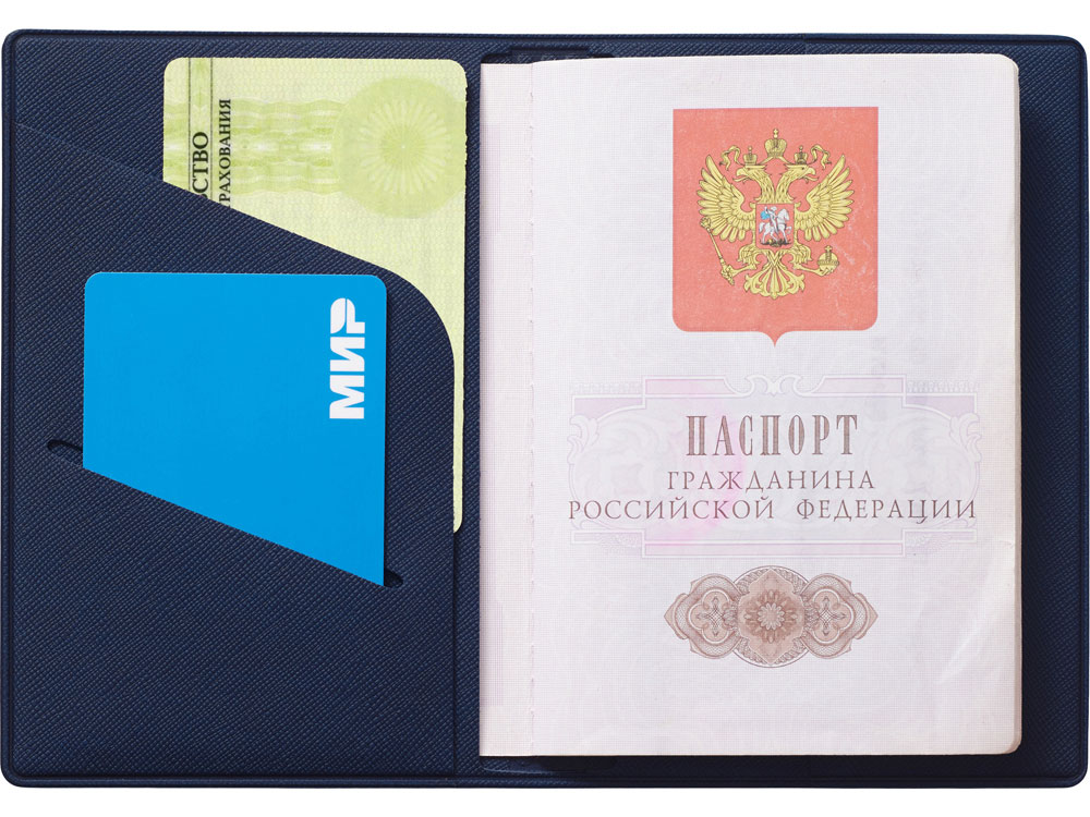 Обложка для паспорта Favor, темно-синяя-3