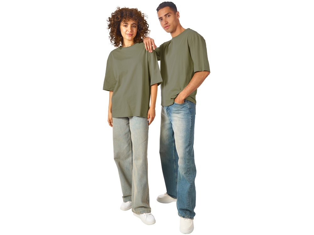 Футболка оверсайз Liyon унисекс, хаки-5