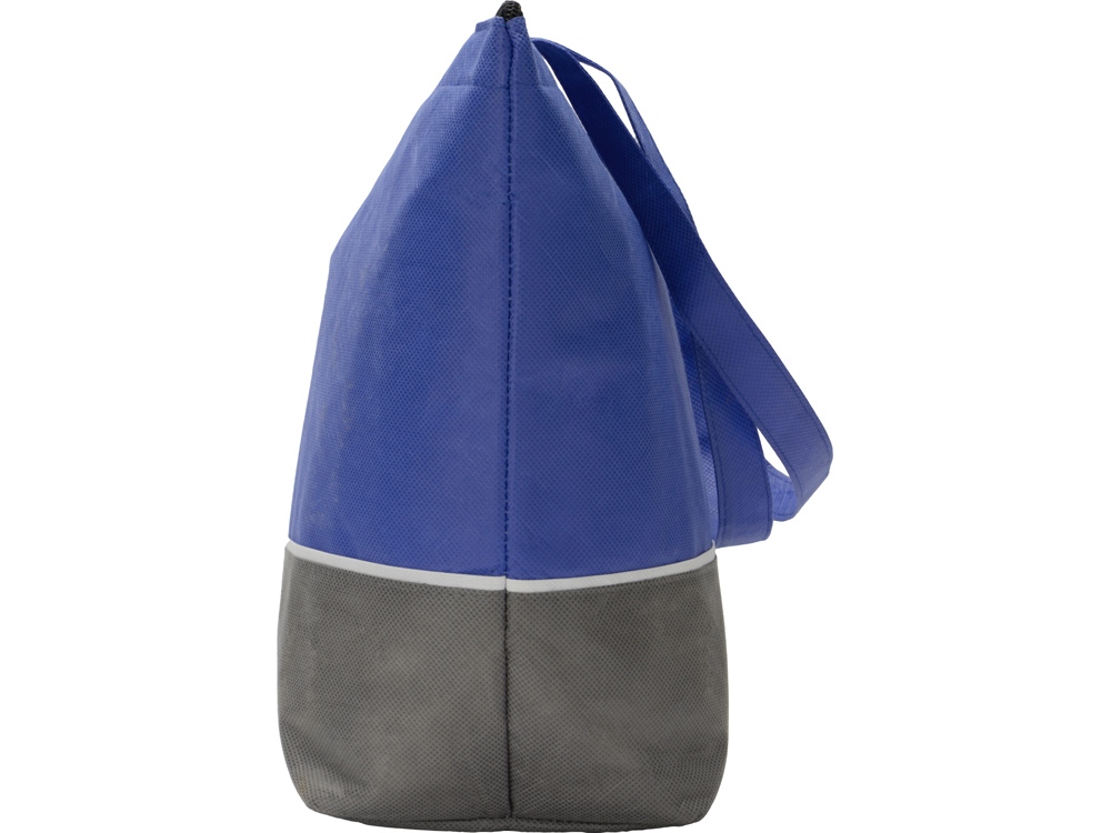 Сумка-холодильник Reviver с длинными ручками из нетканого переработанного материала RPET, синий/серый-4