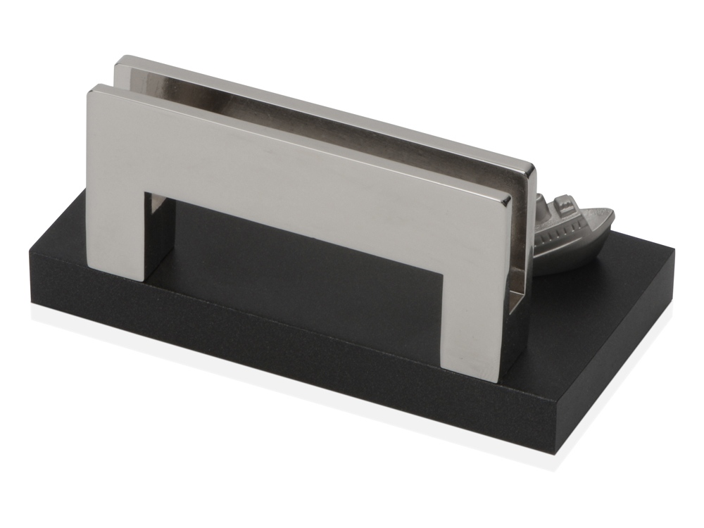 Подставка для визиток Круиз, серебристый/черный-1