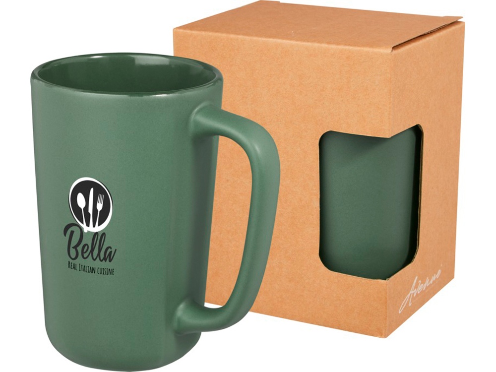 Керамическая кружка Perk объемом 480 мл, зеленый яркий-5