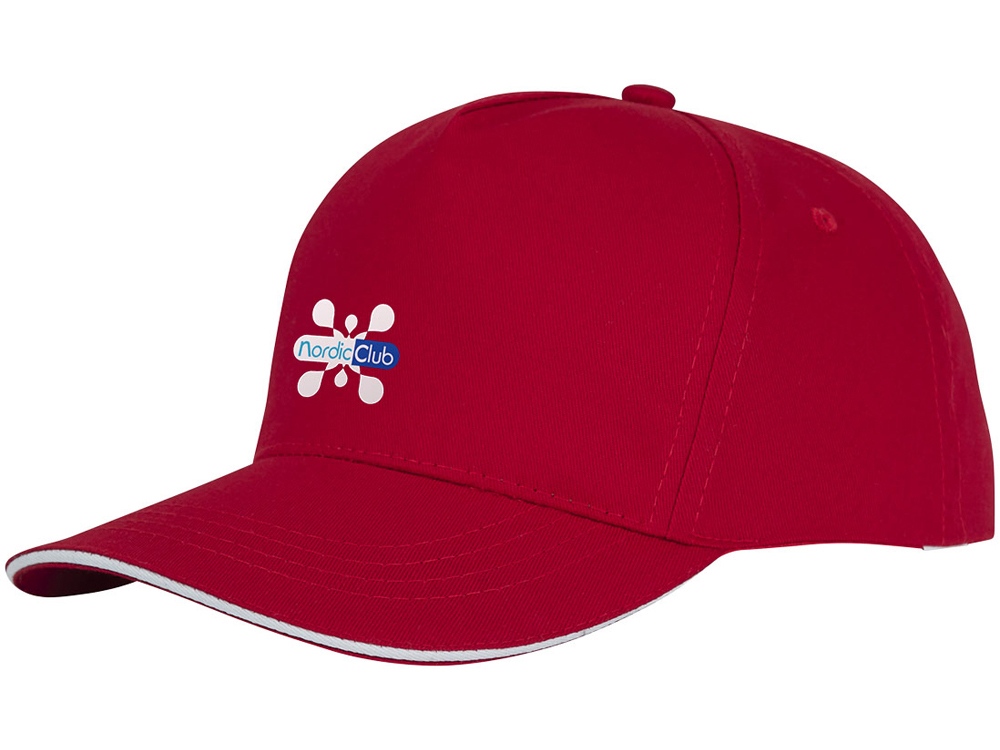 Пятипанельная кепка-сендвич Ceto, красный-3